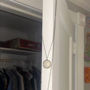 Silver Double Layer Necklace with Pendant